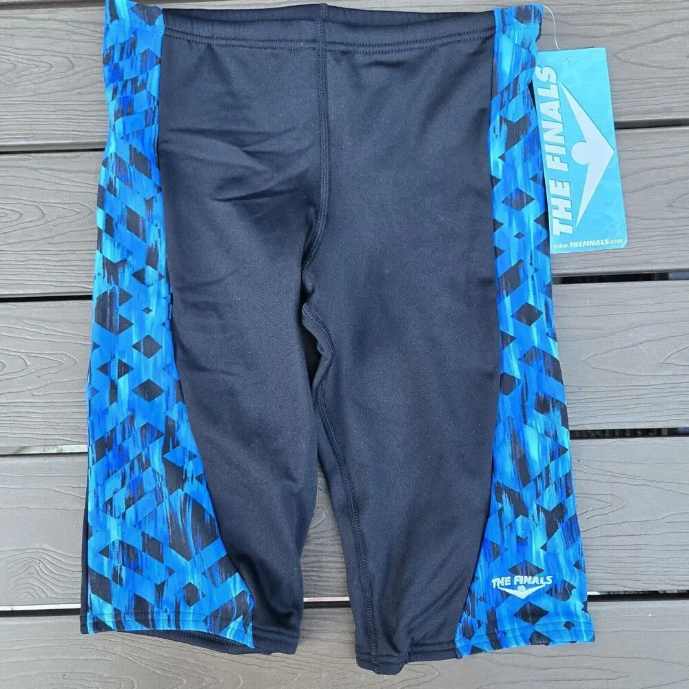 The Finals Youth Boys Black Blue Drawstring Omega  Swim Jammer Size 26 New